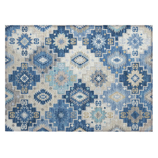 Piper Looms Chantille Ethnic ACN2123 Blue Machine Washable Area Rug Scatter Main Image