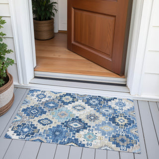 Piper Looms Chantille Ethnic ACN2123 Blue Machine Washable Area Rug Scatter Outdoor Lifestyle Image Feature