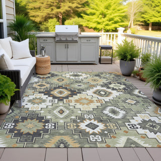 Piper Looms Chantille Ethnic ACN2123 Fern Machine Washable Area Rug Outdoor Lifestyle Image Feature