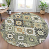 Piper Looms Chantille Ethnic ACN2123 Fern Machine Washable Area Rug Round Lifestyle Image Feature