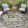 Piper Looms Chantille Ethnic ACN2123 Fern Machine Washable Area Rug Round Outdoor Lifestyle Image Feature