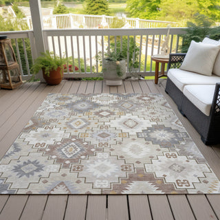 Piper Looms Chantille Ethnic ACN2123 Ivory Machine Washable Area Rug Outdoor Lifestyle Image Feature
