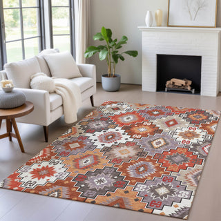 Piper Looms Chantille Ethnic ACN2123 Paprika Machine Washable Area Rug Lifestyle Image Feature