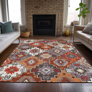 Piper Looms Chantille Ethnic ACN2123 Paprika Machine Washable Area Rug Lifestyle Image Feature