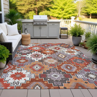 Piper Looms Chantille Ethnic ACN2123 Paprika Machine Washable Area Rug Outdoor Lifestyle Image Feature