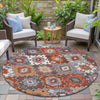 Piper Looms Chantille Ethnic ACN2123 Paprika Machine Washable Area Rug Round Outdoor Lifestyle Image Feature
