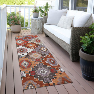 Piper Looms Chantille Ethnic ACN2123 Paprika Machine Washable Area Rug Runner Outdoor Lifestyle Image Feature