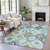 Piper Looms Chantille Ethnic ACN2123 Teal Machine Washable Area Rug Lifestyle Image Feature