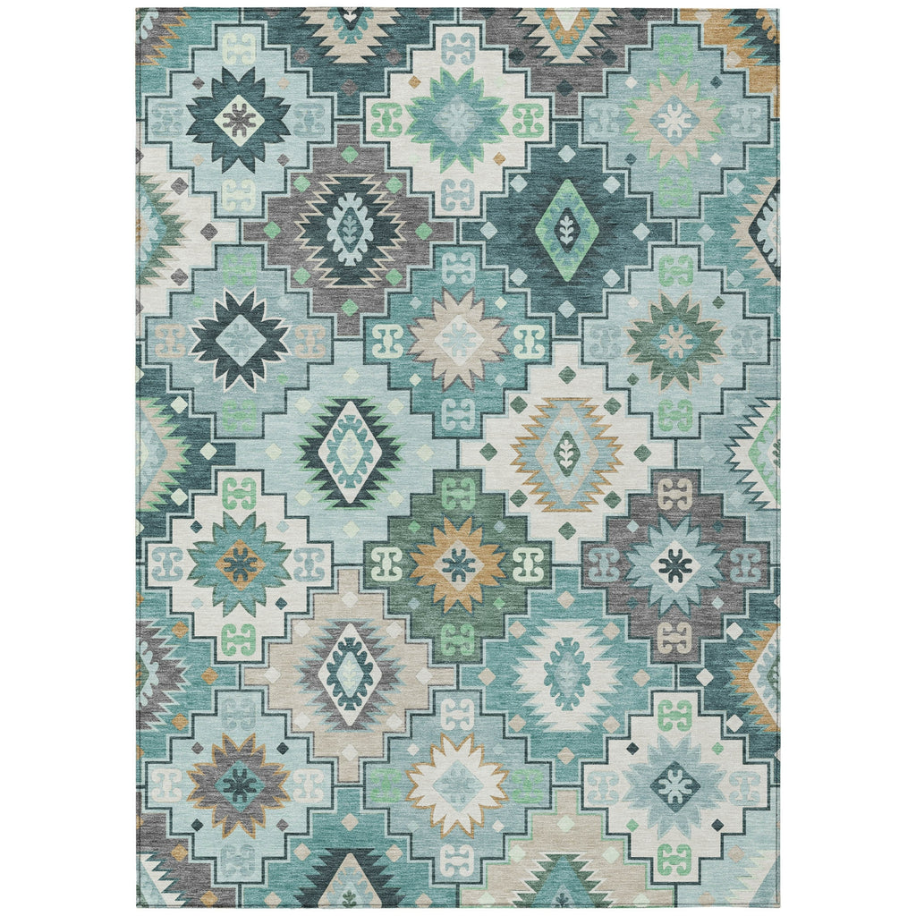 Piper Looms Chantille Ethnic ACN2123 Teal Machine Washable Area Rug main image