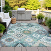 Piper Looms Chantille Ethnic ACN2123 Teal Machine Washable Area Rug Outdoor Lifestyle Image Feature