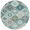 Piper Looms Chantille Ethnic ACN2123 Teal Machine Washable Area Rug Round Main Image