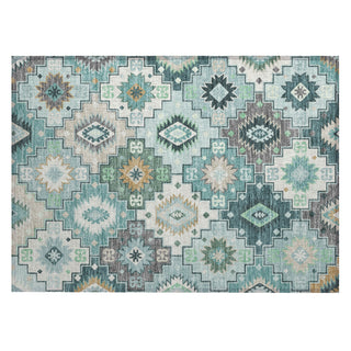 Piper Looms Chantille Ethnic ACN2123 Teal Machine Washable Area Rug Scatter Main Image