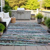 Piper Looms Chantille Stripes ACN2125 Blue Machine Washable Area Rug Outdoor Lifestyle Image Feature