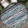 Piper Looms Chantille Stripes ACN2125 Blue Machine Washable Area Rug Round Outdoor Lifestyle Image Feature
