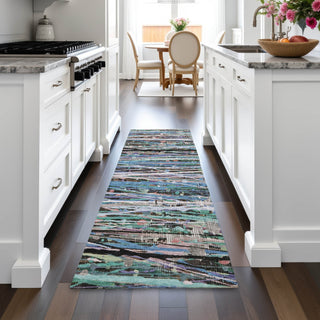 Piper Looms Chantille Stripes ACN2125 Blue Machine Washable Area Rug Runner Lifestyle Image Feature