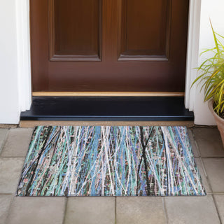 Piper Looms Chantille Stripes ACN2125 Blue Machine Washable Area Rug Scatter Outdoor Lifestyle Image Feature