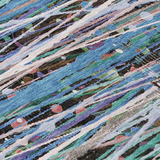 Piper Looms Chantille Stripes ACN2125 Blue Machine Washable Area Rug Swatch Image