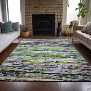 Piper Looms Chantille Stripes ACN2125 Green Machine Washable Area Rug Lifestyle Image Feature