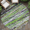 Piper Looms Chantille Stripes ACN2125 Green Machine Washable Area Rug Round Outdoor Lifestyle Image Feature
