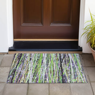 Piper Looms Chantille Stripes ACN2125 Green Machine Washable Area Rug Scatter Outdoor Lifestyle Image Feature