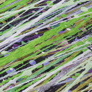 Piper Looms Chantille Stripes ACN2125 Green Machine Washable Area Rug Swatch Image