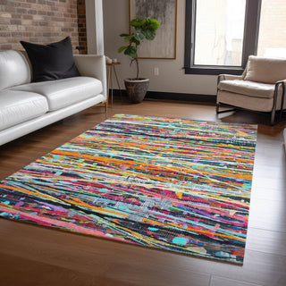 Piper Looms Chantille Stripes ACN2125 Orange Machine Washable Area Rug Lifestyle Image Feature