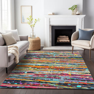 Piper Looms Chantille Stripes ACN2125 Orange Machine Washable Area Rug Lifestyle Image Feature
