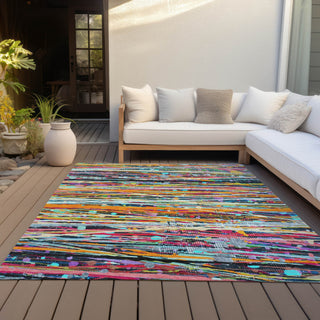 Piper Looms Chantille Stripes ACN2125 Orange Machine Washable Area Rug Outdoor Lifestyle Image Feature