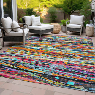 Piper Looms Chantille Stripes ACN2125 Orange Machine Washable Area Rug Outdoor Lifestyle Image Feature