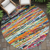 Piper Looms Chantille Stripes ACN2125 Orange Machine Washable Area Rug Round Outdoor Lifestyle Image Feature