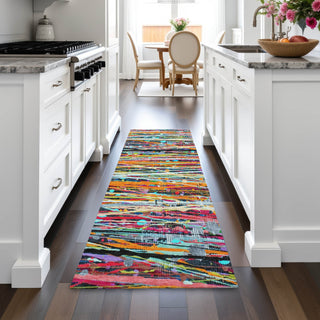 Piper Looms Chantille Stripes ACN2125 Orange Machine Washable Area Rug Runner Lifestyle Image Feature