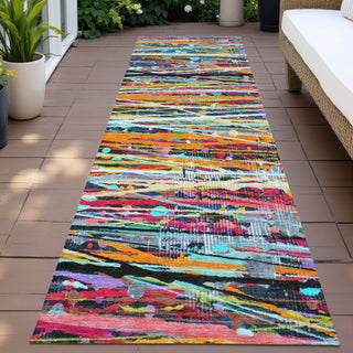 Piper Looms Chantille Stripes ACN2125 Orange Machine Washable Area Rug Runner Outdoor Lifestyle Image Feature