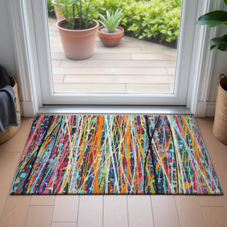 Piper Looms Chantille Stripes ACN2125 Orange Machine Washable Area Rug Scatter Lifestyle Image Feature