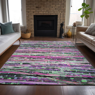 Piper Looms Chantille Stripes ACN2125 Pink Machine Washable Area Rug Lifestyle Image Feature