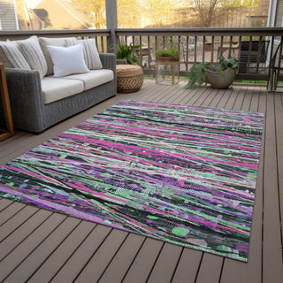 Piper Looms Chantille Stripes ACN2125 Pink Machine Washable Area Rug Outdoor Lifestyle Image Feature