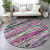 Piper Looms Chantille Stripes ACN2125 Pink Machine Washable Area Rug Round Lifestyle Image Feature