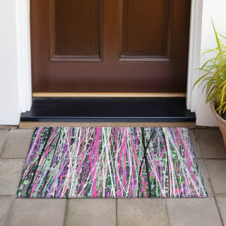 Piper Looms Chantille Stripes ACN2125 Pink Machine Washable Area Rug Scatter Outdoor Lifestyle Image Feature