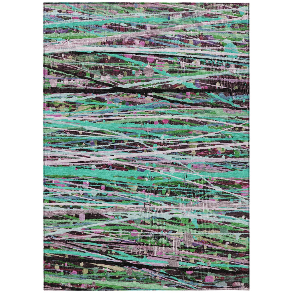 Piper Looms Chantille Stripes ACN2125 Teal Machine Washable Area Rug main image