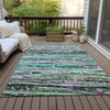 Piper Looms Chantille Stripes ACN2125 Teal Machine Washable Area Rug Outdoor Lifestyle Image Feature