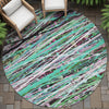 Piper Looms Chantille Stripes ACN2125 Teal Machine Washable Area Rug Round Outdoor Lifestyle Image Feature