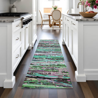 Piper Looms Chantille Stripes ACN2125 Teal Machine Washable Area Rug Runner Lifestyle Image Feature