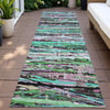 Piper Looms Chantille Stripes ACN2125 Teal Machine Washable Area Rug Runner Outdoor Lifestyle Image Feature