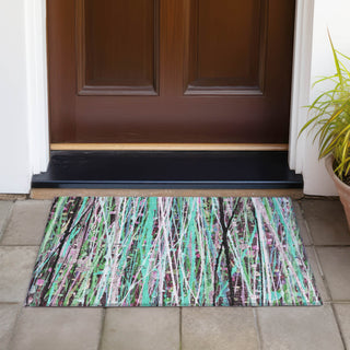 Piper Looms Chantille Stripes ACN2125 Teal Machine Washable Area Rug Scatter Outdoor Lifestyle Image Feature