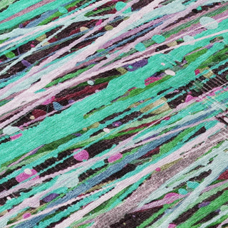 Piper Looms Chantille Stripes ACN2125 Teal Machine Washable Area Rug Swatch Image