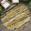 Piper Looms Chantille Stripes ACN2126 Brown Machine Washable Area Rug Round Outdoor Lifestyle Image Feature