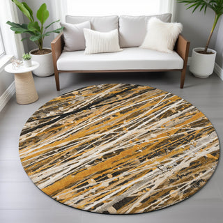 Piper Looms Chantille Stripes ACN2126 Copper Machine Washable Area Rug Round Lifestyle Image Feature