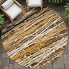 Piper Looms Chantille Stripes ACN2126 Copper Machine Washable Area Rug Round Outdoor Lifestyle Image Feature