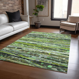 Piper Looms Chantille Stripes ACN2126 Green Machine Washable Area Rug Lifestyle Image Feature
