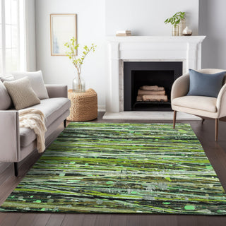 Piper Looms Chantille Stripes ACN2126 Green Machine Washable Area Rug Lifestyle Image Feature