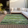 Piper Looms Chantille Stripes ACN2126 Green Machine Washable Area Rug Outdoor Lifestyle Image Feature